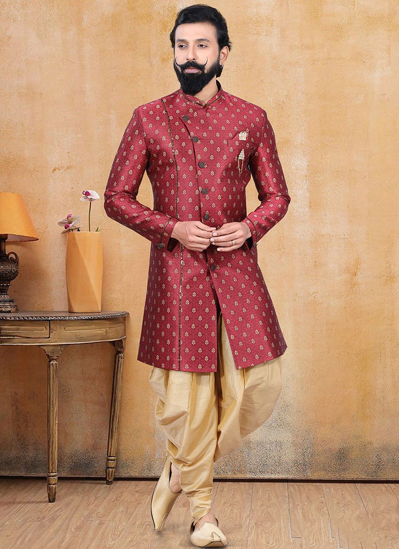 Maroon Heavy Designer Fancy Festive Wear Indo Western Collection 1299